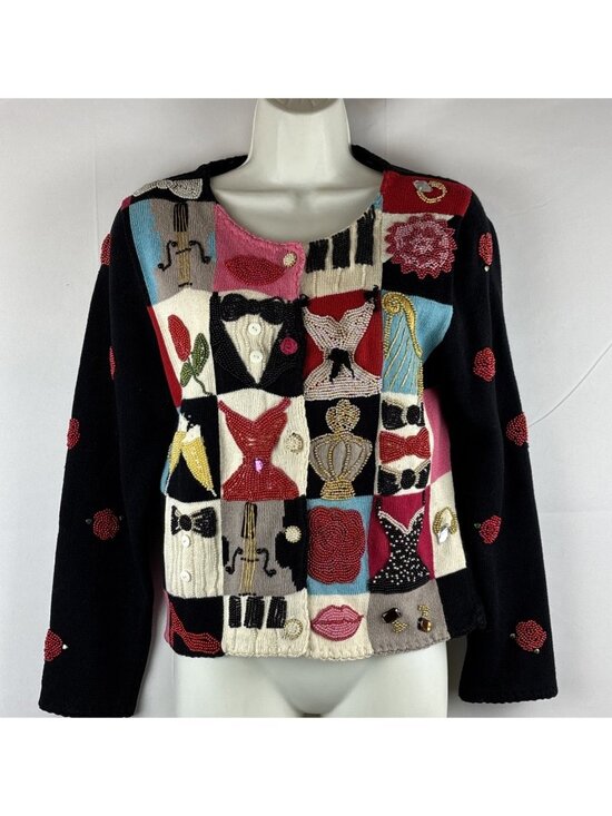 Michael Simon Sweaters - Vintage Michael Simon Women Size P/P Sweater Embroidered Beaded Fashion theme